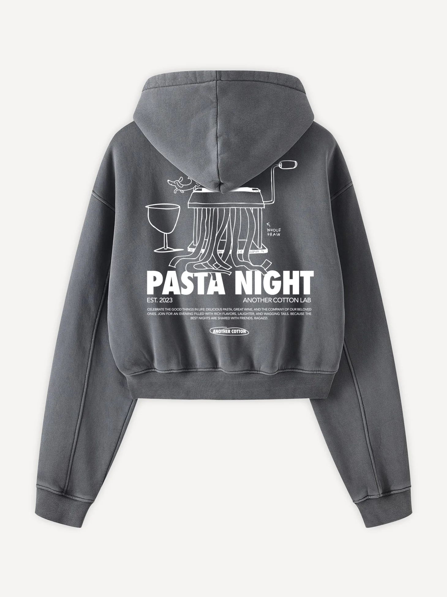 Pasta Night Cropped Zip Hoodie - Image 2
