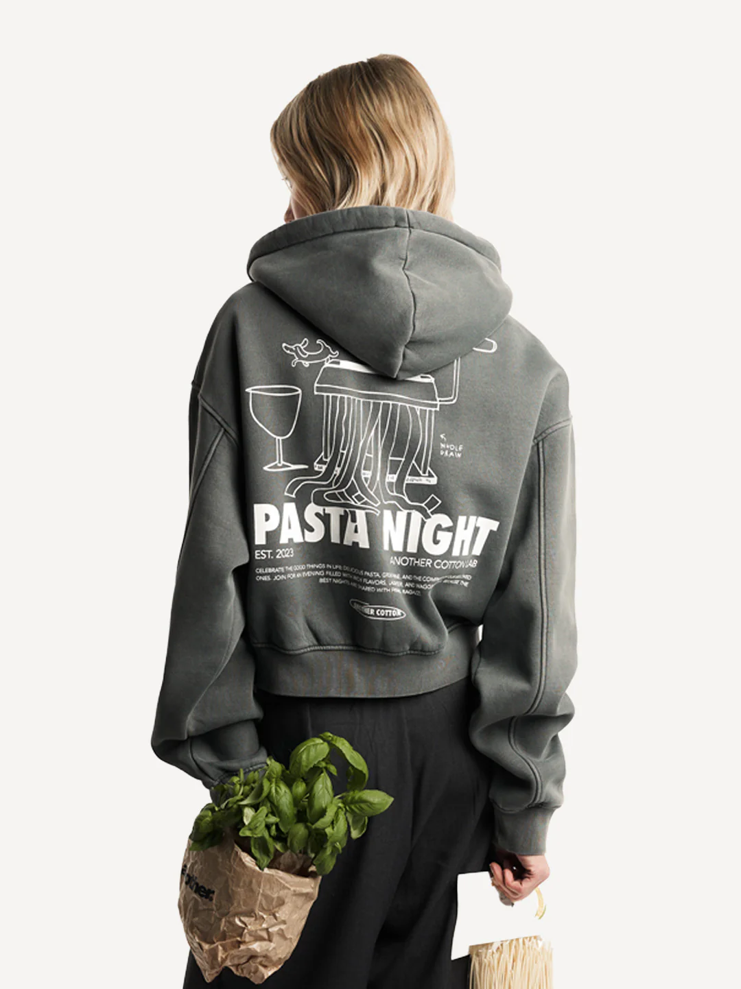 Pasta Night Cropped Zip Hoodie - Image 5